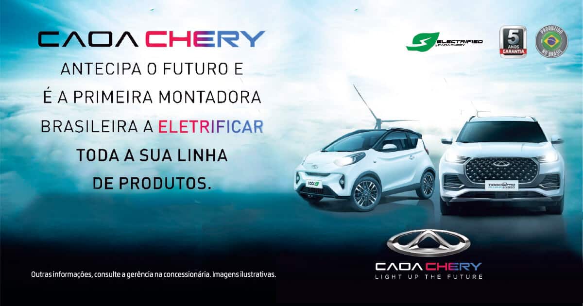 banner Destaque CAOA Chery A primeira montadora brasileira a eletrificar toda sua linha de produtos